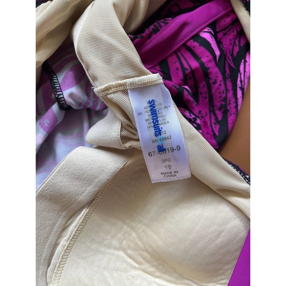 Swimsuits for All Women's Fuchsia Floral V Neck Padded Modest Tankini Top Sz 18 - Picture 5 of 6